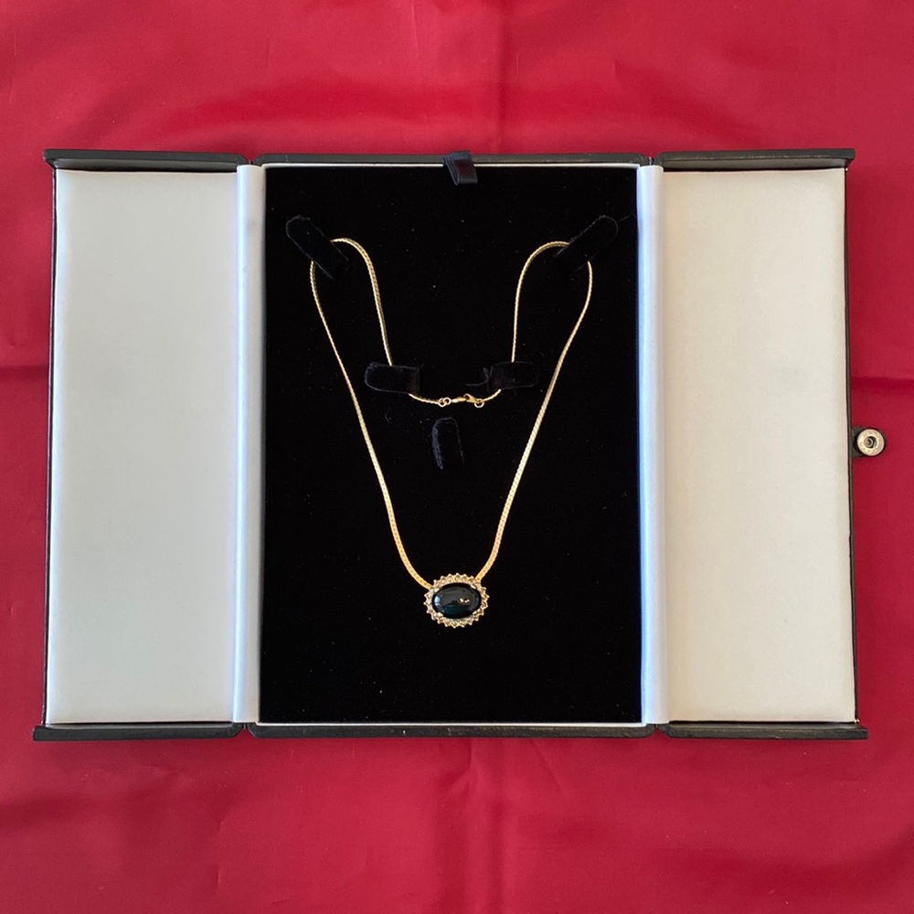 Onyx Necklace with 18” gold chain